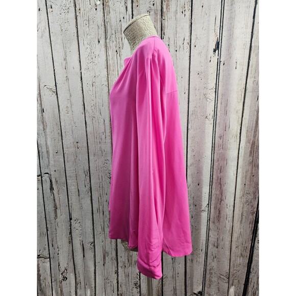 DIANE VON FURSTENBERG Women's 12 Esti Silk Pink Roll Tab Sleeve Blouse Shirt EUC - Picture 4 of 7